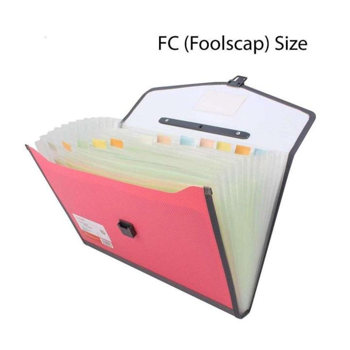 TRANBO Plastic Expanding Bag File Folder with 13 Section Pockets, Foolscape Size