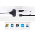 Dual USB 2.0 to 2.5" SATA Hard Disk Drive Adapter - SATA to USB 2.0 Converter (Only Works with 2.5-inch Laptop HDD/SSD). 