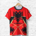 Summer Albania Eagle round neck short sleeve 3D printing T-shirt tops fashion men's and women's casual contest jersey tees. 