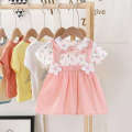 Girls' summer cartoon 2022 new middle and young cotton half sleeved princess dress children's clothing. 