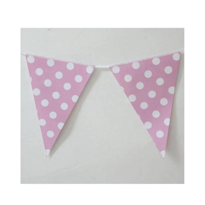 Bunting Flags Banners -Polka Dot - Pink (Pack of 10)