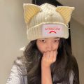 New Kpop Stray Kids HyunJin Hendery Same Beanies WAYV Leeknow Knitted Cat Ear Hat Fashion Cute Cap Casual Headgear. 