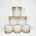Pack Of 6 Tea cups /Tea cups pack of 6 Premier Design Ceramic Tea cusp New Stylish Set Multi Broder Design | Elegant 6-Piece Stylish Tea Cups Set of 6 - 6 Piece Set - Tea mugs set Stylish and Durable for Home Use and Perfect Gifts 180ml. 