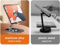 Office Shop Home Essentials iPad Stand for Desk, 360° Rotating iPad Stand, Foldable Aluminum Tablet Stand, Adjustable Holder for Pad All Smartphones. 