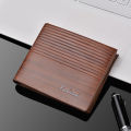Superman Ruoias Fashion Geometry Stripe Embossing Leather Wallet Two-fold Leather Multiple Card Slots Card Holder Coin Purse. 