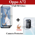 Oppo A72 Full Black 9D|5D|6D|10D|11D|21D Tempered Glass Screen Protector Full Glue Edge To Edge + Back Camera 9H Gorilla Flexible Protector For Oppo A72. 