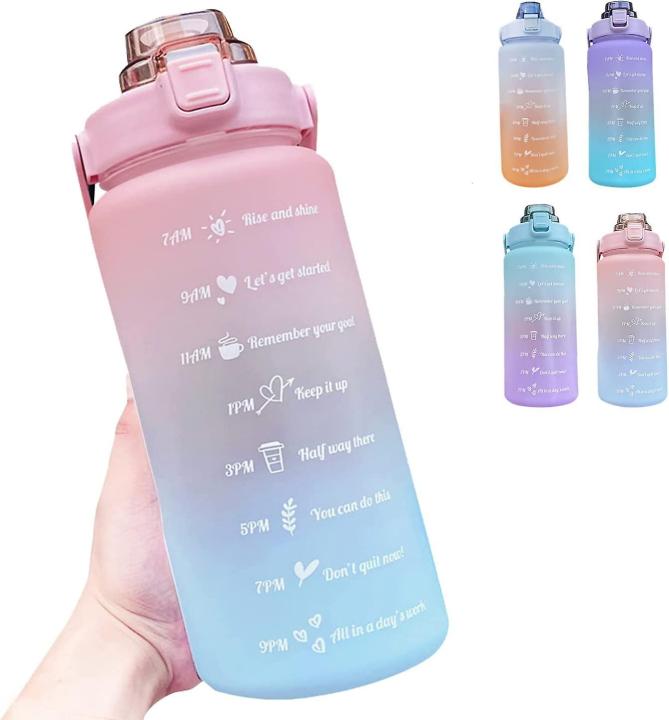 2000ml Motivational Water Bottle, 2L Gradient Color Drinking Water