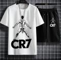 Black Cr7 Cristiano Ronaldo Printed Cotton Half Sleeves O Neck Short & Tshirt For Men & Boys. 