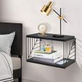 DHUDHI Floating Nightstand Modern Black Wall Mounted Nightstand 2-Tier Floating Wall Shelf Floating Shelves for Wall in Bedroom, Living Room, Bathroom, Kitchen, Office, (1 Pcs). 