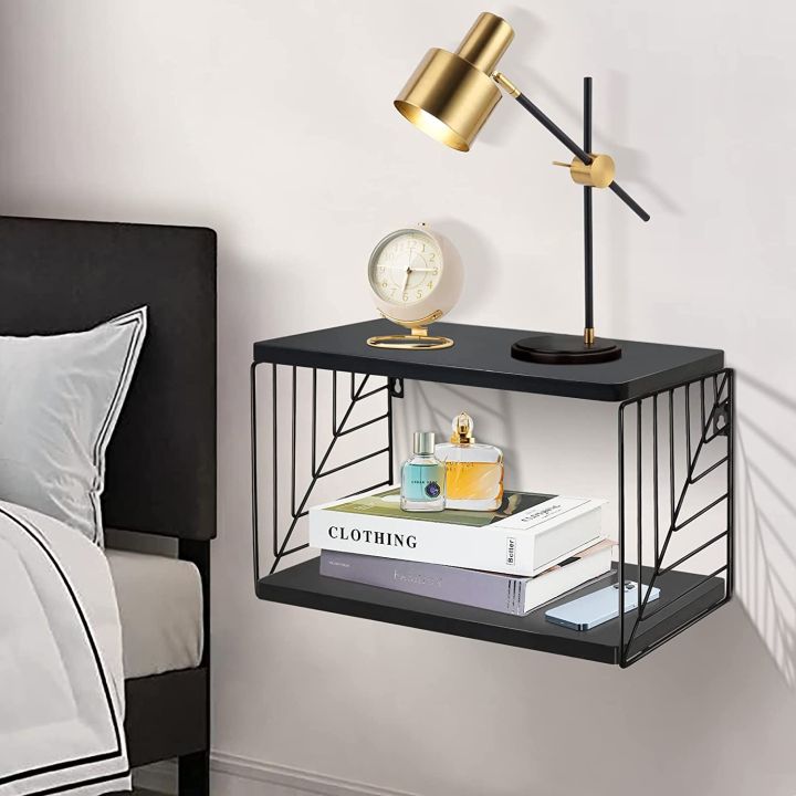 DHUDHI%20Floating%20Nightstand%20Modern%20Black%20Wall%20Mounted%20Nightstand%202-Tier%20Floating%20Wall%20Shelf%20Floating%20Shelves%20for%20Wall%20in%20Bedroom,%20Living%20Room,%20Bathroom,%20Kitchen,%20Office,%20(1%20Pcs)%20-%20Image%203