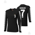 ACE-Full Sleeves Black Ronaldo 7 Number Juventus Cotton Printed Tape T Shirt for Him. 