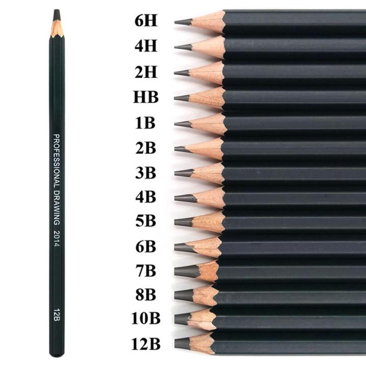 14 pcs/set Professional Sketch Drawing Pencil Set HB 2B 6H 4H 2H 3B 4B 5B 6B 10B 12B 1B Painting Pencils Stationery Supplies
