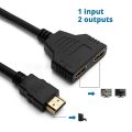 HDMI Male to Dual HDMI Twin Female 1 in 2 out Y Splitter Short Cable Converter for TV Xbox Blue-Ray DVD Players PS3, HDMI Male to Dual HDMI 1 Male to 2 Female HDMI Y Splitter Cable - Support Two TVs or Monitor Multi Monitor Adapter for HDMI HD, LED, LCD. 