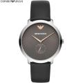 Emporio Armani Black Leather Strap Black Dial Men's Watch AR-11162. 