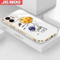 JIUMOO For IPhone 12 Case Cartoon Astronaut Nasa Side Design Phone Case Square Edge Pattern Silicone Softcase Luxury Plating Casing Full Cover Camera Shockproof Protection Cases. 