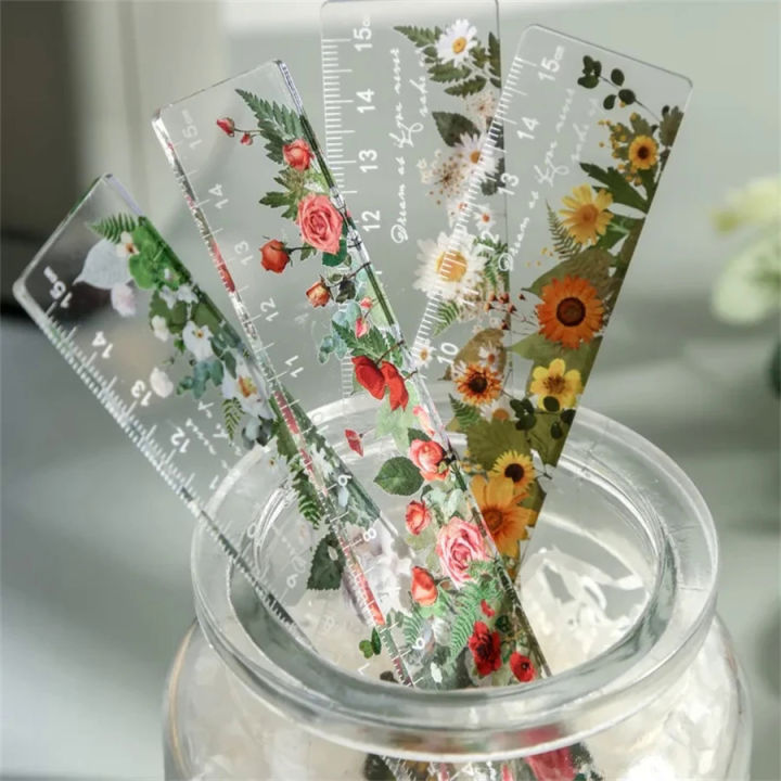 Plant Clear Ruler - Acrylic Ruler 5.91inch School Ruler With Centimeters