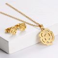 Wholesale Fashion Women Jewelry Sets 18K Gold Plated Love Cross Sun Earring Necklace Stainless Steel Jewelry Set. 