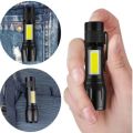 Mini Rechargeable LED Flashlight Torch COB+XPE Portable Torch Zoomable Focus Light Tactical Flashlight with Pen Clip and Box. 