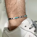 Ankle Bracelet for Men, Handmade Braided Black Rope Chain Anklets Gift for Man Boys, Casual Summer Beach Holiday Surfer Jewelry. 