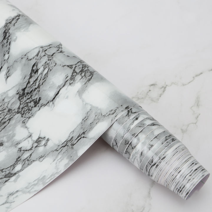 Pack of 2 Pcs - 60cm x 2 Meter Marble Texture Design PVC Waterproof Self adhesive Wallpaper Sticker Wallsticker Furniture New Skin Kitchen Cabinet Contact Paper Stickers Oilproof Sticker Table top Sticker