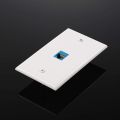 4x Cat6 Ethernet Wall Plate Outlet 1 Port RJ45 Network Female To Female Keystone Wall Coupler Jack Plate White & Blue. 
