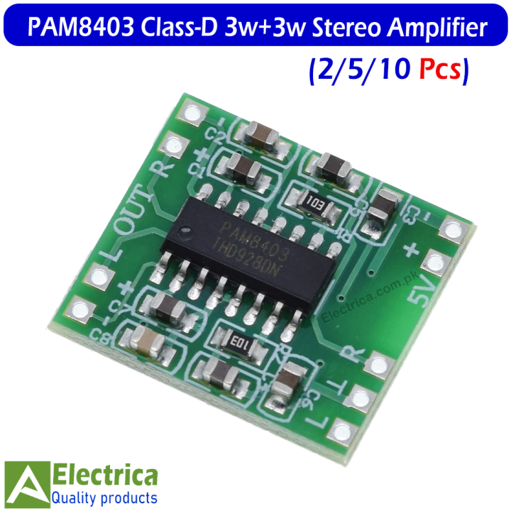 PAM8403%205V%20Class%20D%20Mini%20Digital%20Stereo%20Amplifier%20Module%203W+3W%20Audio%20Board%20for%204%CE%A9%20&%208%CE%A9%20Speakers,%20Low%20Noise%20High%20Efficiency%20Sound%20Amplifier%20for%20DIY%20Audio%20Projects,%20Arduino%20&%20Portable%20Speakers%20(2/5/10%20Pcs)%20by%20Electrica%20-%20Image%202