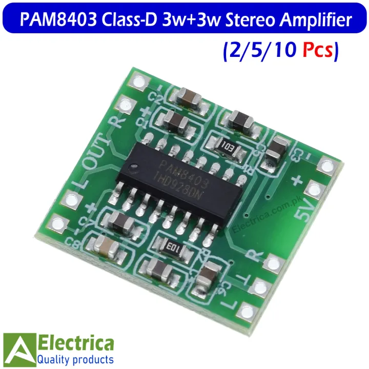 PAM8403%205V%20Class%20D%20Mini%20Digital%20Stereo%20Amplifier%20Module%203W+3W%20Audio%20Board%20for%204%CE%A9%20&%208%CE%A9%20Speakers,%20Low%20Noise%20High%20Efficiency%20Sound%20Amplifier%20for%20DIY%20Audio%20Projects,%20Arduino%20&%20Portable%20Speakers%20(2/5/10%20Pcs)%20by%20Electrica%20-%20Image%202