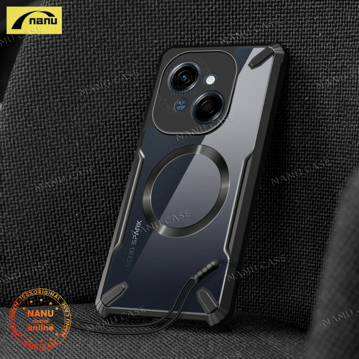 Nanu For Tecno Spark Go 1 4G [Bull] Compatible with Magsafe Phone Case Shockproof Slim Soft Cover Transparent Back Protection Casing + Silicone Lanyard