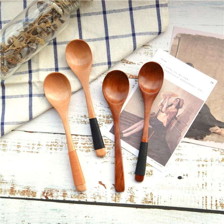 Mixing Stirring Elegant Dinnerware Wooden Tableware Soup Spoons Kitchen Utensil Cutlery Scoop