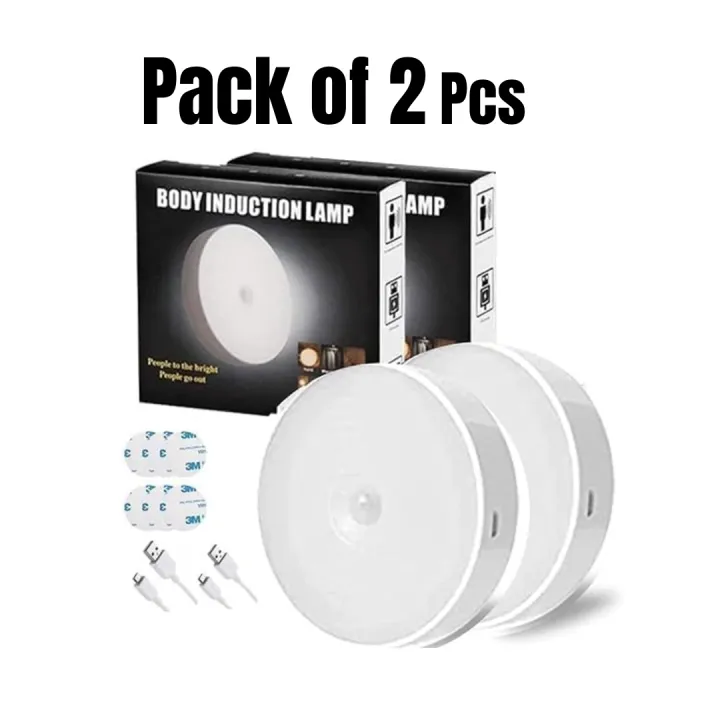 [PACK OF 2 ] Motion Sensor LED Night Light - USB Rechargeable Wireless ...