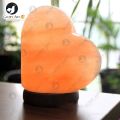 Heart Shape USB Himalayan Salt Lamp with 7 Colors Changing, Lovely Round Crystal Salt Rock Lamp for Living Room, Home Deco, Office, Holiday Gift - Hand Carved, Wood Base-Glory Art. 