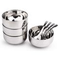 Stainless Steel Bowl 11 cm Small Mini Bowls with 4 Tea Spoon Set 4 Pcs. 