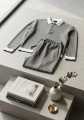 Emporio Armani Mens Premium Pinstripe Polo Tracksuit - Beige With Navy Stripes - Scuba Knit Co-ord Set - Half Zip Shirt +Trouser - Slim Fit. 