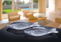 Set of 2 Fish Shaped Glass Servig Tray. 
