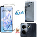 Tecno Camon 20 Tempered Glass Screen Protector Premium High Quality Polish Glass + Back Matte Protector Soft Skin Sheet Soft Film Protector + Back Camera 9H Gorilla Flexible Protector For Tecno Camon 20. 