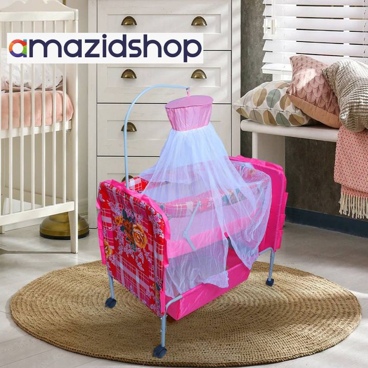 Baby Swing In Metal Frame Cot With Stand Support & Mosquito Net for 0-1.5 years baby M7dx