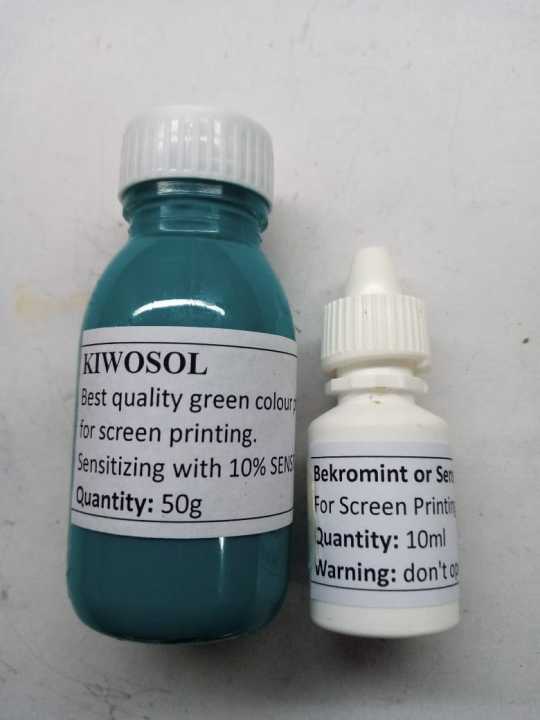 Kiwosol and Bekromint for screen printing- screen printing coat-sensitizer drop