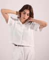 Fitted - Cream Paneled Cuban Shirts For Women. 