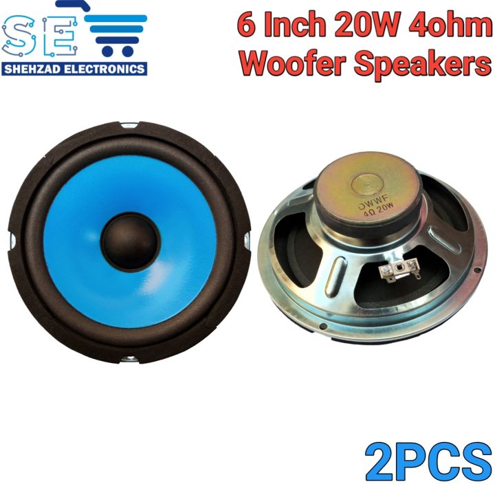 2PCS 6 Inch Audio Woofer Speakers 4 Ohm 20W HiFi Full Range all Spectrums Speaker Horn Stereo Loudspeaker
