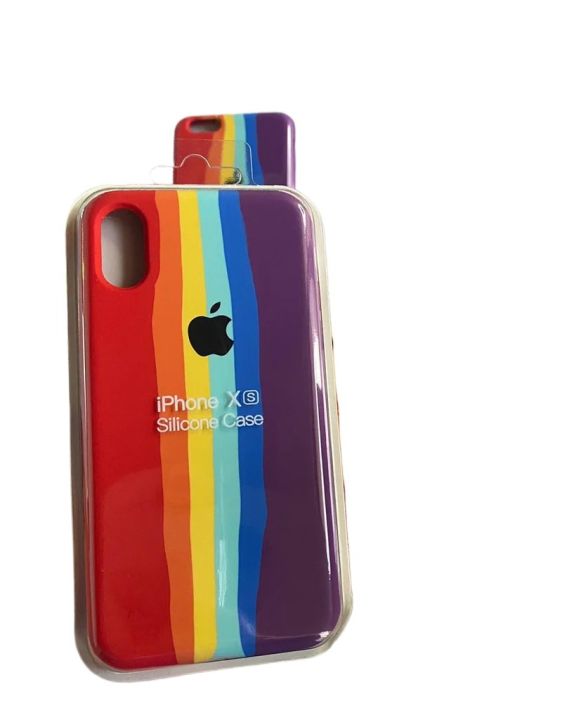 Rainbow Series Liquid Soft Silicon Case Cover for iPhone Xs / X