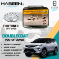 TOYOTA FORTUNER NEW CAR COVER TOP COVER PVC WITH COTTON FABRIC PLASTIC COVER WATER PROOF SCRATCH PROOF LARGE SIZE SMALL SIZE PREMIUM TOP COVER HIGH QUALITY GENIUNE CAR COVER LUXURY CAR COVER SUPER POLYESTER FABRIC PVC RUBBER  COATED FABRIC MICRO FIBER. 