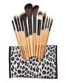 12 Pieces Makeup Brushes Set With Beautifull White Cheeta Pouch. 