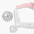 Soft Cat Collars Suede Personalized Shining Diamonds Adjustable Dogs Collar Leather Heart-Shaped Pet Necklace Cat Neck Strap. 