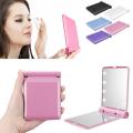 Amazing Makeup Cosmetic Folding Portable Compact Pocket Mirror with 8 LED Lights pink. 