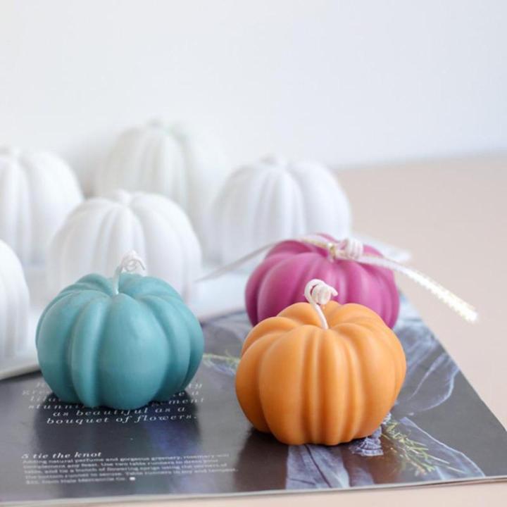 Mini Pumpkin Shape Candle Silicone Mold Plaster Mould Halloween Home Decoration Nicle
