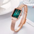 GEDI Women's Retro Rectangle Pointer Quartz Watch Elegant Fashion Analog Stainless Steel Wrist Watch. 