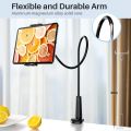 Gooseneck Tablet Holder Stand for Bed: Tryone Adjustable Flexible Arm Tablets Mount Clamp on Table Compatible with iPad Air Mini | Galaxy Tabs | Kindle Fire | Switch or Other 4.7-10.5" Devices(Black). 
