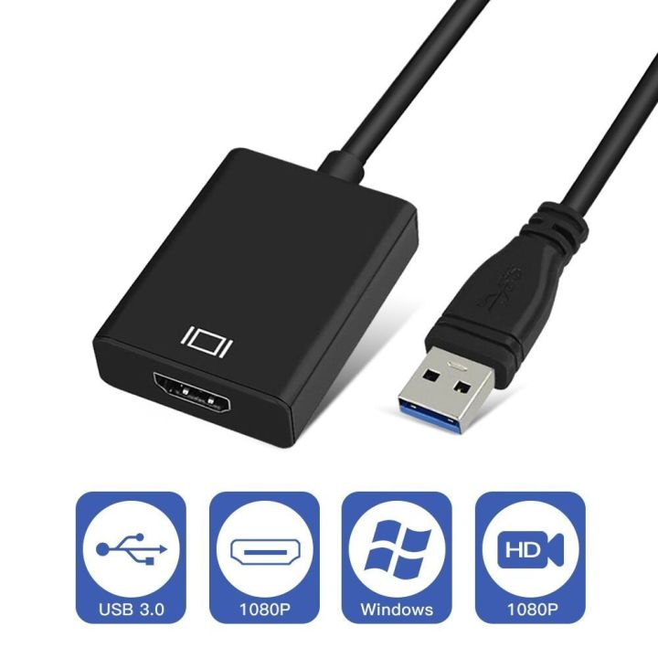 RayCue USB 3.0 to HDMI, HD 1080P Video Cable Adapter with Audio Output For Laptop HDTV TV PC with Windows XP / 10/8.1/8 / 7 [ NO MA C & VISTA ]