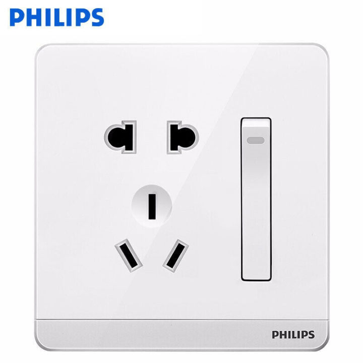 Philips%2086%20National%20Standard%20Wall%20Switch%20and%20Socket%20Precision%20Steel%20Frame%20Concealed%205-hole%20White%20One%20Open%20Dual%20Control%20Panel%20-%20Image%204