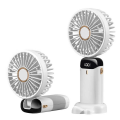 USB Handheld Mini Fan Foldable Portable Neck Hanging Fans 5 Speed Rechargeable Fan with Phone Stand and Display Screen. 